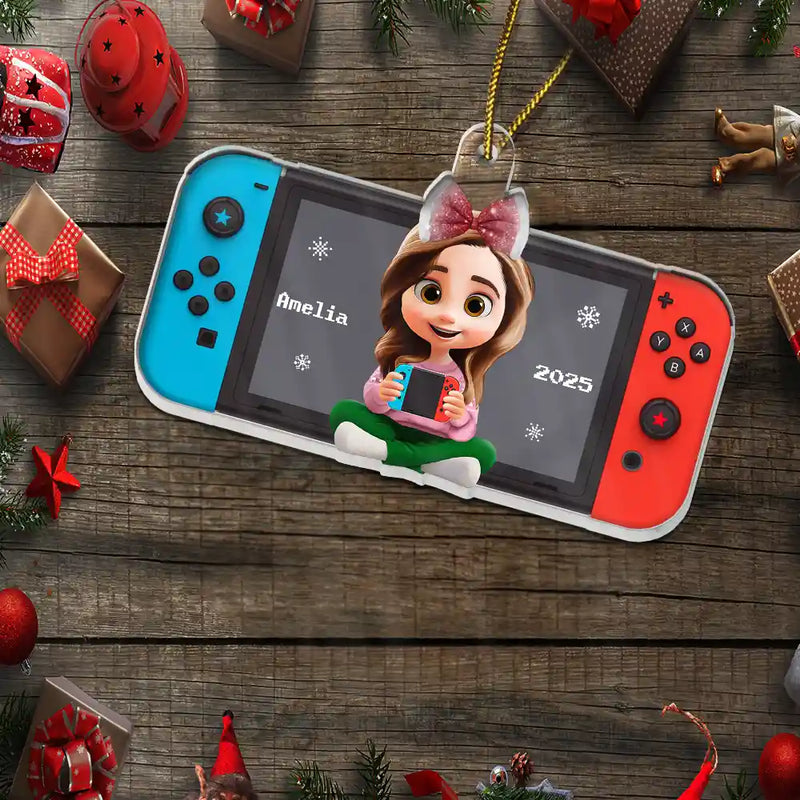 Gift For Kids, Gift For Grandkids, Christmas, Top Market - 3D Effect Kids Gamer - Personalized Custom Shaped Acrylic Ornament