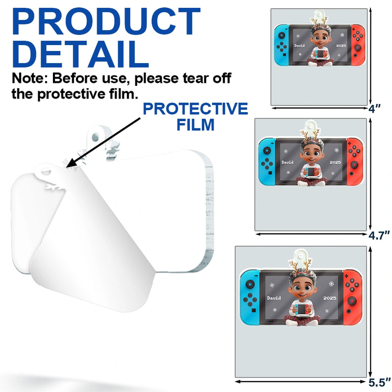 Gift For Kids, Gift For Grandkids, Christmas, Top Market - 3D Effect Kids Gamer - Personalized Custom Shaped Acrylic Ornament