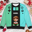 Gift For Kids,Gift For Grandkids,Happy,Christmas,Non-Eng - 3D Effect Kids Gamer - Personalized Unisex Ugly Sweater