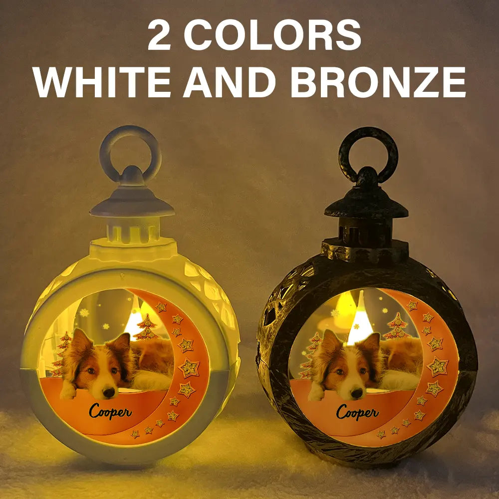 Pet Lovers,Pet Mom,Pet Dad,Dog Lovers,Dog Mom,Dog Dad,Christmas,Love - 3D Effect Dog Lying On The Moon Printed Gemstones Art - Personalized Candlelight Lantern Ornament