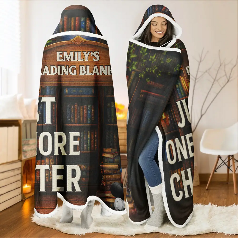 Gift For Women,Gift For Men,Reading,Top Market,Happy - 3D Effect Man Woman Reading Blanket - Personalized Wearable Hooded Blanket