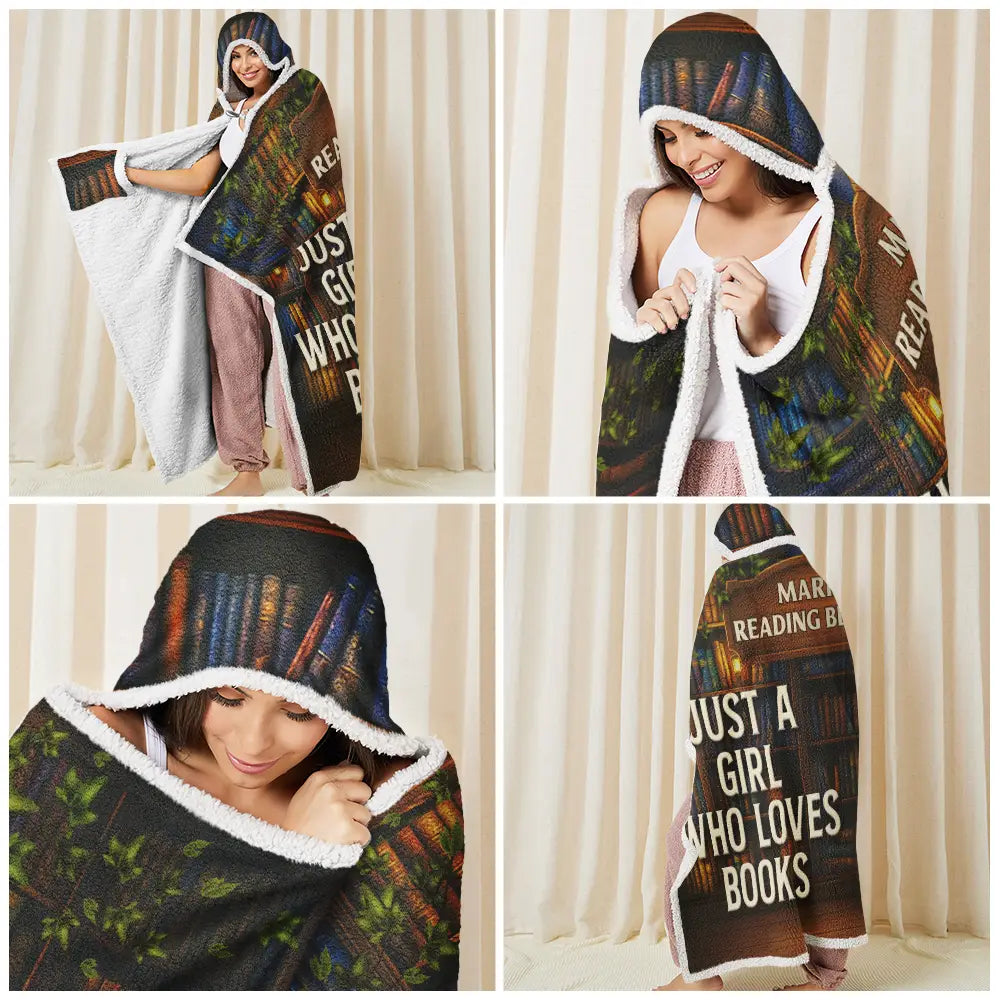 Gift For Women,Gift For Men,Reading,Top Market,Happy - 3D Effect Man Woman Reading Blanket - Personalized Wearable Hooded Blanket