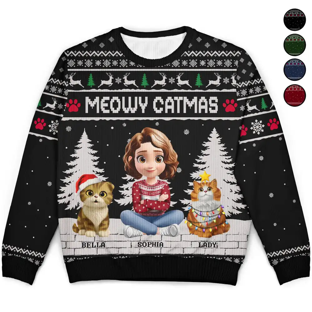 Christmas,Top Market,Pet Lovers,Pet Mom,Pet Dad,Dog Lovers,Dog Mom,Dog Dad,Happy,Cat Lovers,Cat Mom,Cat Dad - 3D Effect Meowy Catmas - Personalized Unisex Ugly Sweater