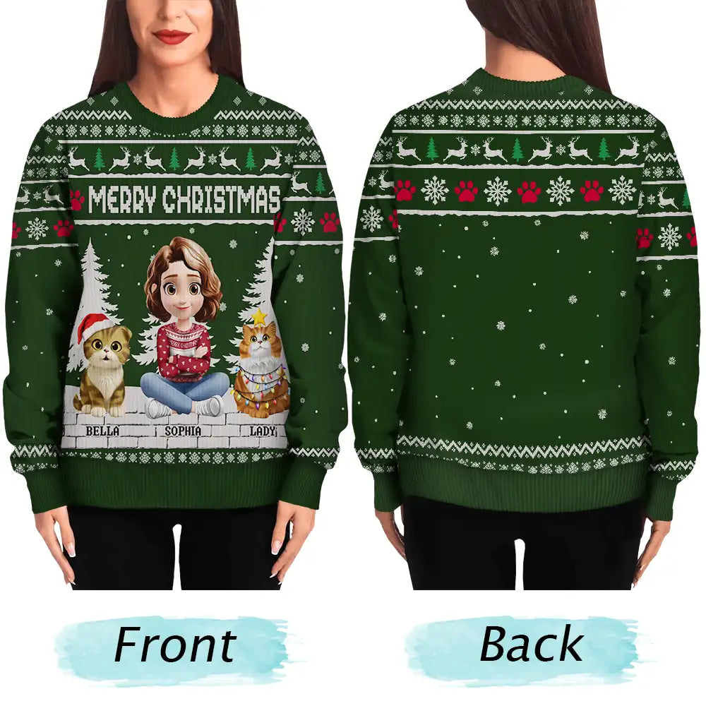 Christmas,Top Market,Pet Lovers,Pet Mom,Pet Dad,Dog Lovers,Dog Mom,Dog Dad,Happy,Cat Lovers,Cat Mom,Cat Dad - 3D Effect Meowy Catmas - Personalized Unisex Ugly Sweater