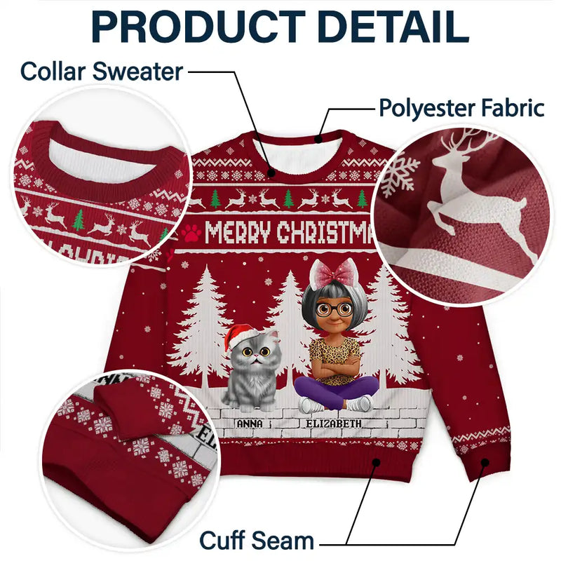 Christmas,Top Market,Pet Lovers,Pet Mom,Pet Dad,Dog Lovers,Dog Mom,Dog Dad,Happy,Cat Lovers,Cat Mom,Cat Dad - 3D Effect Meowy Catmas - Personalized Unisex Ugly Sweater