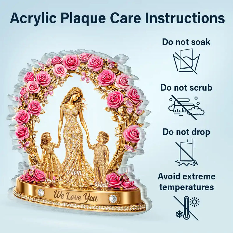 Gift For Mother,Single Mom,Gift For Women,Happy,Top Market,Top Market,Icon - 3D Effect Mom We Love You - Personalized Custom Shaped Acrylic Plaque