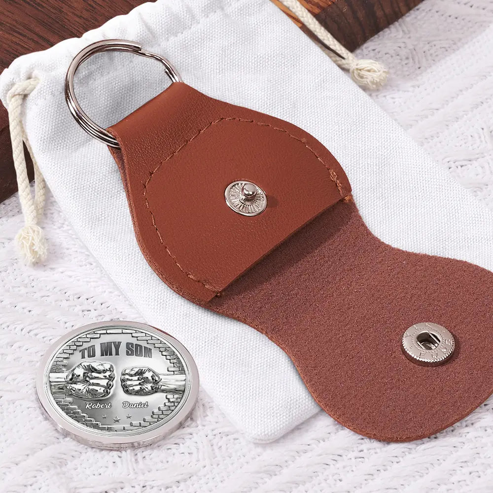 Gift For Son,Gift For Grandkids,Gift For Men,Happy,Sentimental - 3D Effect My Son Grandson Forever - Personalized Leather Pocket Hug