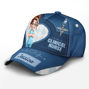 Nurse,Gift For Women,Gift For Men,Happy,Gift For Yourself,Vector,Proud - 3D Effect Nurse Job Title - Personalized Classic Cap