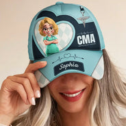 Nurse,Gift For Women,Gift For Men,Happy,Gift For Yourself,Vector,Proud - 3D Effect Nurse Job Title - Personalized Classic Cap