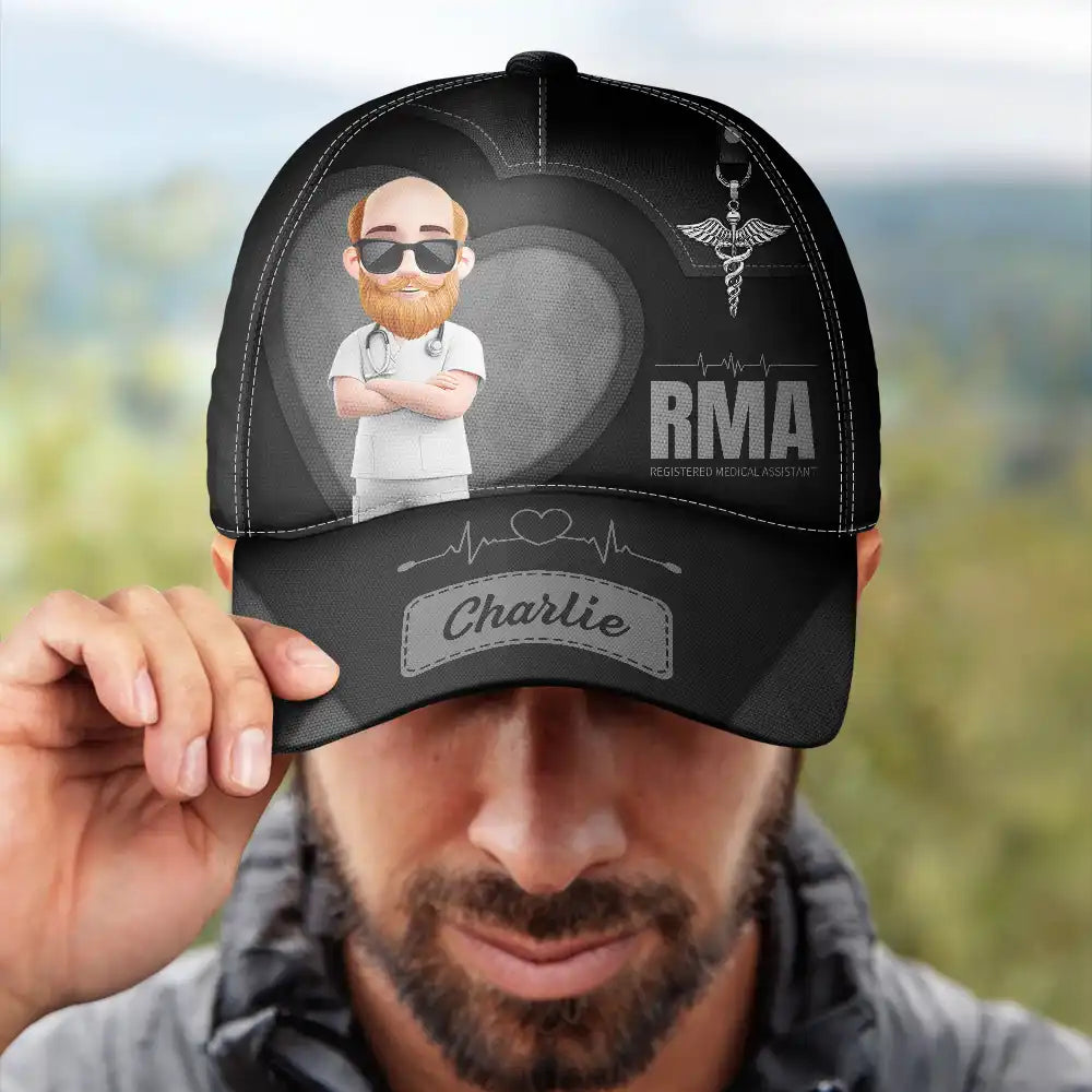 Nurse,Gift For Women,Gift For Men,Happy,Gift For Yourself,Vector,Proud - 3D Effect Nurse Job Title - Personalized Classic Cap