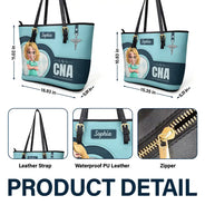 3D Effect Nurse Job Title - Personalized Leather Tote Bag