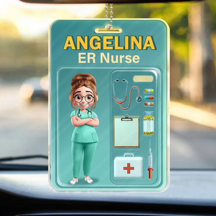 3D Effect Nurse Job Title Pack Packaging - Personalized Acrylic Car Hanger