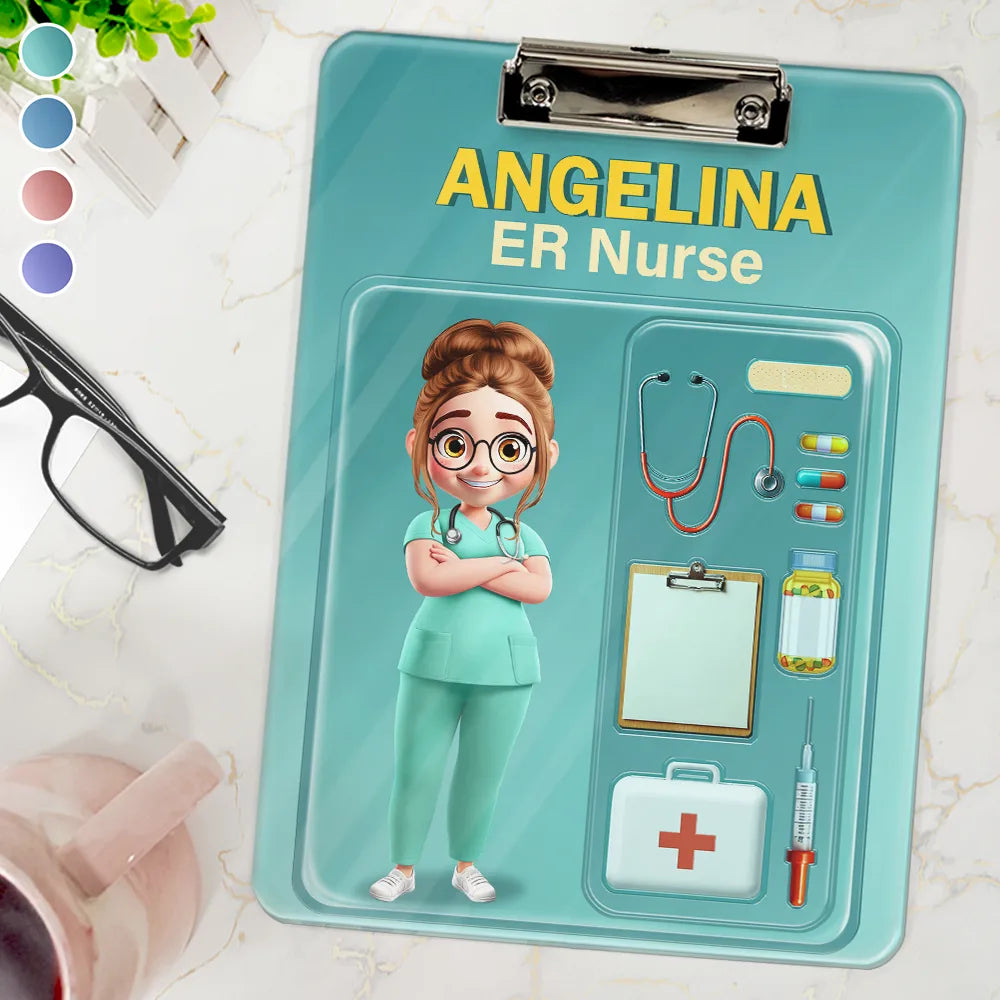 Gift For Yourself,Gift For Women,Nurse - 3D Effect Nurse Job Title Pack Packaging - Personalized Acrylic Clipboard