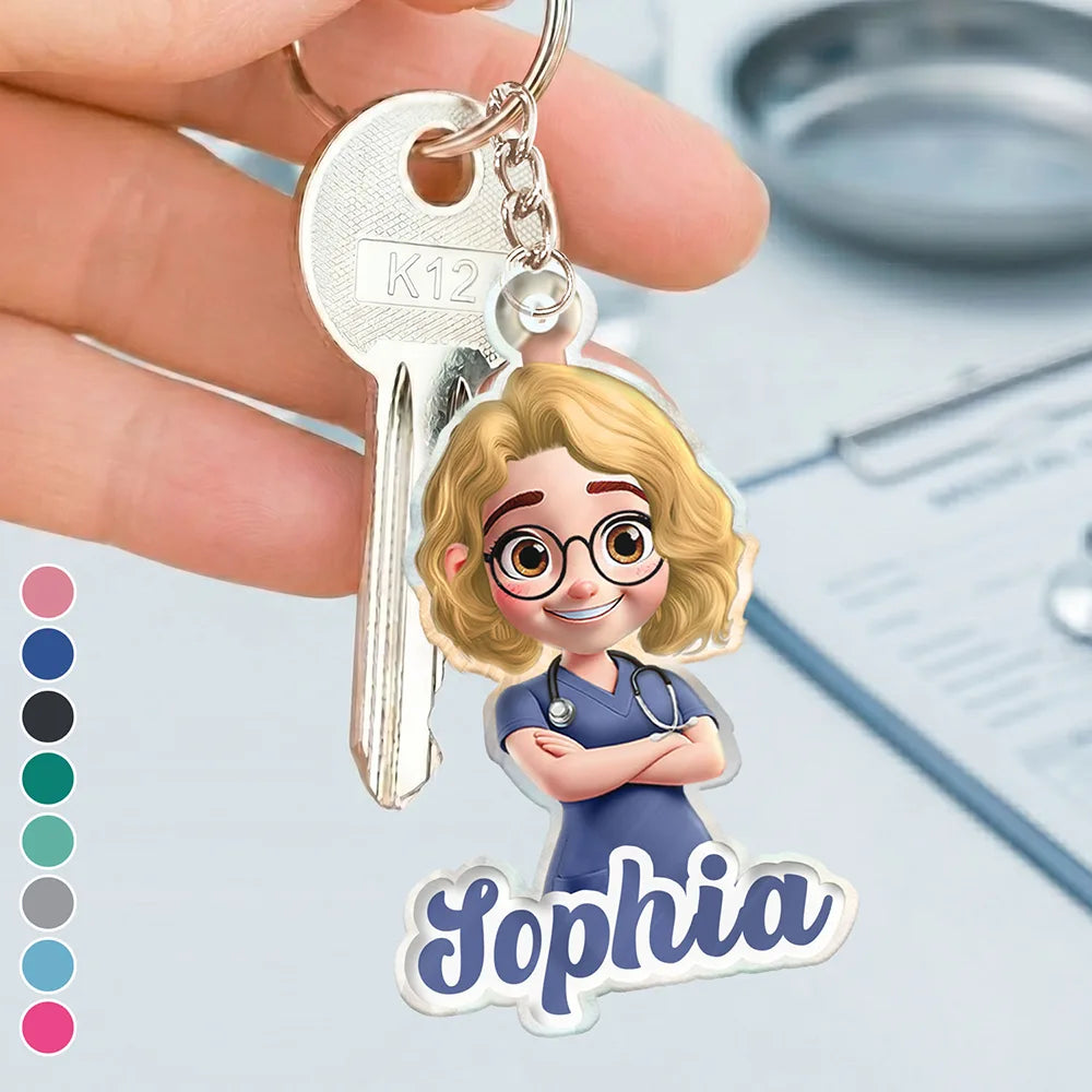 3D Effect Nurse Name - Personalized Acrylic Keychain
