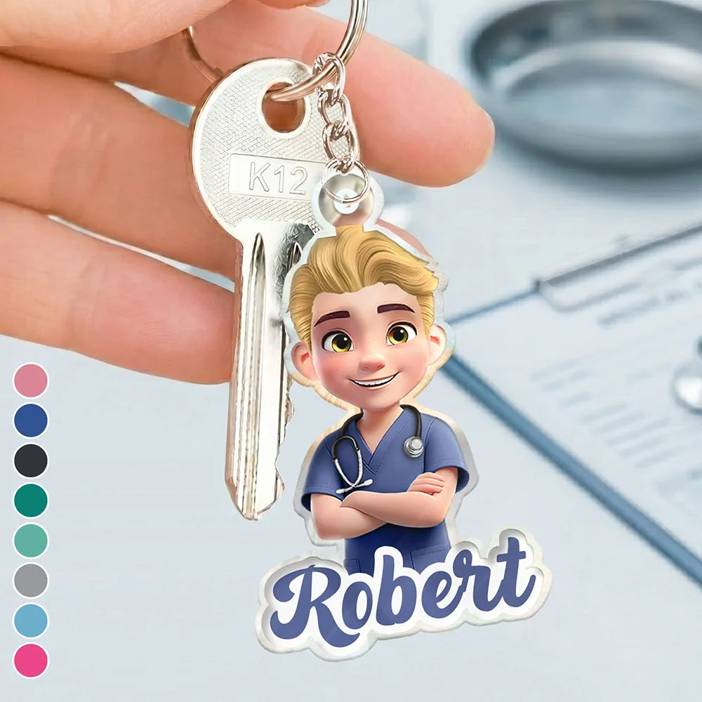 Nurse, Proud, Vector - 3D Effect Nurse Name - Personalized Acrylic Keychain
