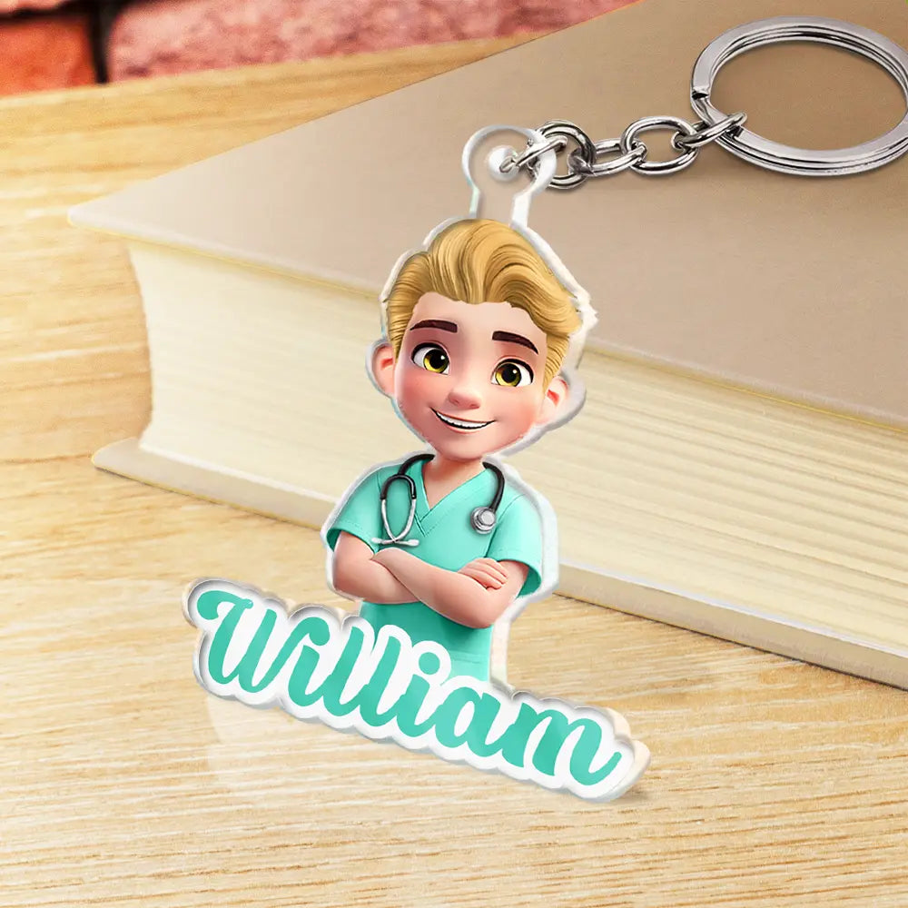 Nurse, Proud, Vector - 3D Effect Nurse Name - Personalized Acrylic Keychain