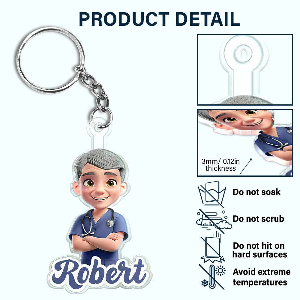 Nurse, Proud, Vector - 3D Effect Nurse Name - Personalized Acrylic Keychain