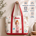 Nurse,Vector,Happy - 3D Effect Nurse Name - Personalized Fabric Tote Bag