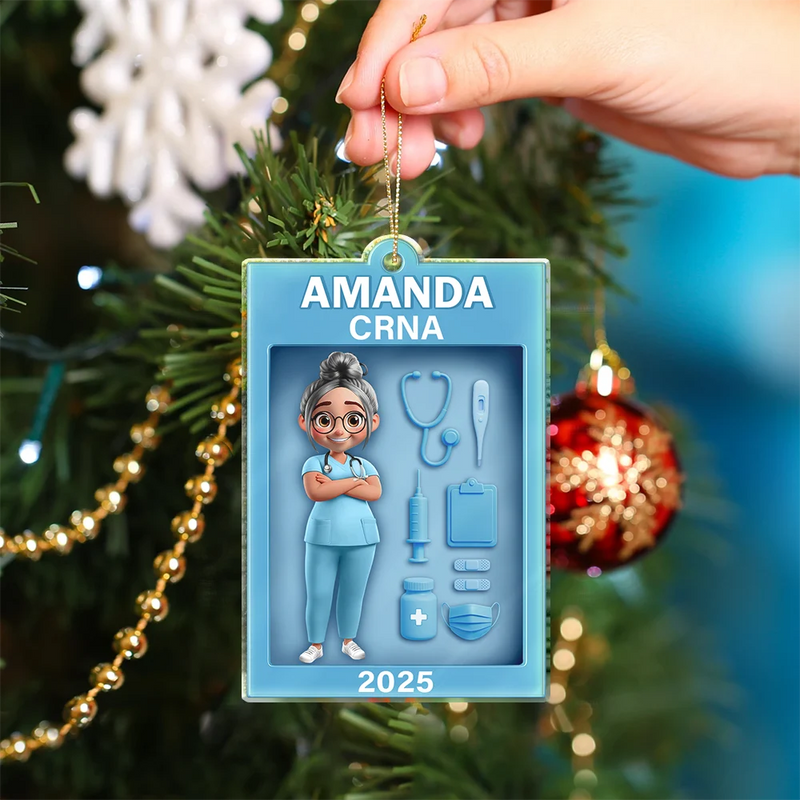 Nurse,Gift For Yourself,Gifts For Colleagues,Happy,Christmas - 3D Effect Nurse Toy Box - Personalized Custom Shaped Acrylic Ornament