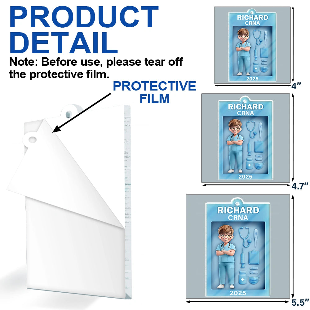 Nurse,Gift For Yourself,Gifts For Colleagues,Happy,Christmas - 3D Effect Nurse Toy Box - Personalized Custom Shaped Acrylic Ornament