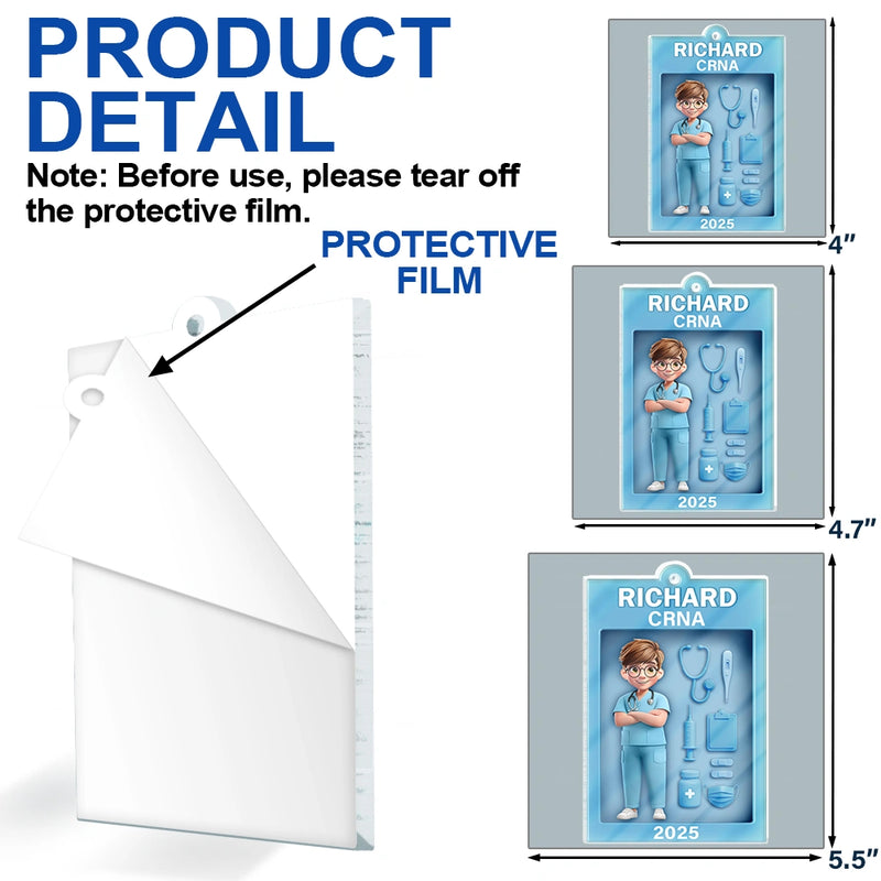 Nurse,Gift For Yourself,Gifts For Colleagues,Happy,Christmas - 3D Effect Nurse Toy Box - Personalized Custom Shaped Acrylic Ornament