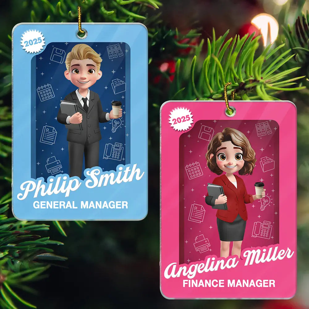 3D Effect Officer Woman Man Toy Box - Personalized Custom Shaped Acrylic Ornament