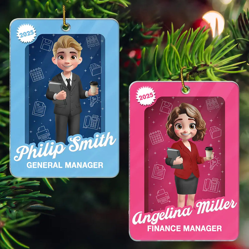 Officer,Gift For Yourself,Gift For Women,Gift For Men,Happy,Christmas - 3D Effect Officer Woman Man Toy Box - Personalized Custom Shaped Acrylic Ornament