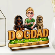 Pet Lovers,Pet Mom,Pet Dad,Dog Lovers,Dog Mom,Dog Dad,Cat Lovers,Cat Mom,Cat Dad,Gift For Women,Gift For Men,Happy - 3D Effect Pet Mom Pet Dad - Personalized Custom Shaped Wooden Plaque