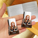 Gift For Yourself, Reading - 3D Effect Reading Girl Boy - Personalized Custom Shaped Leather Magnetic Bookmark