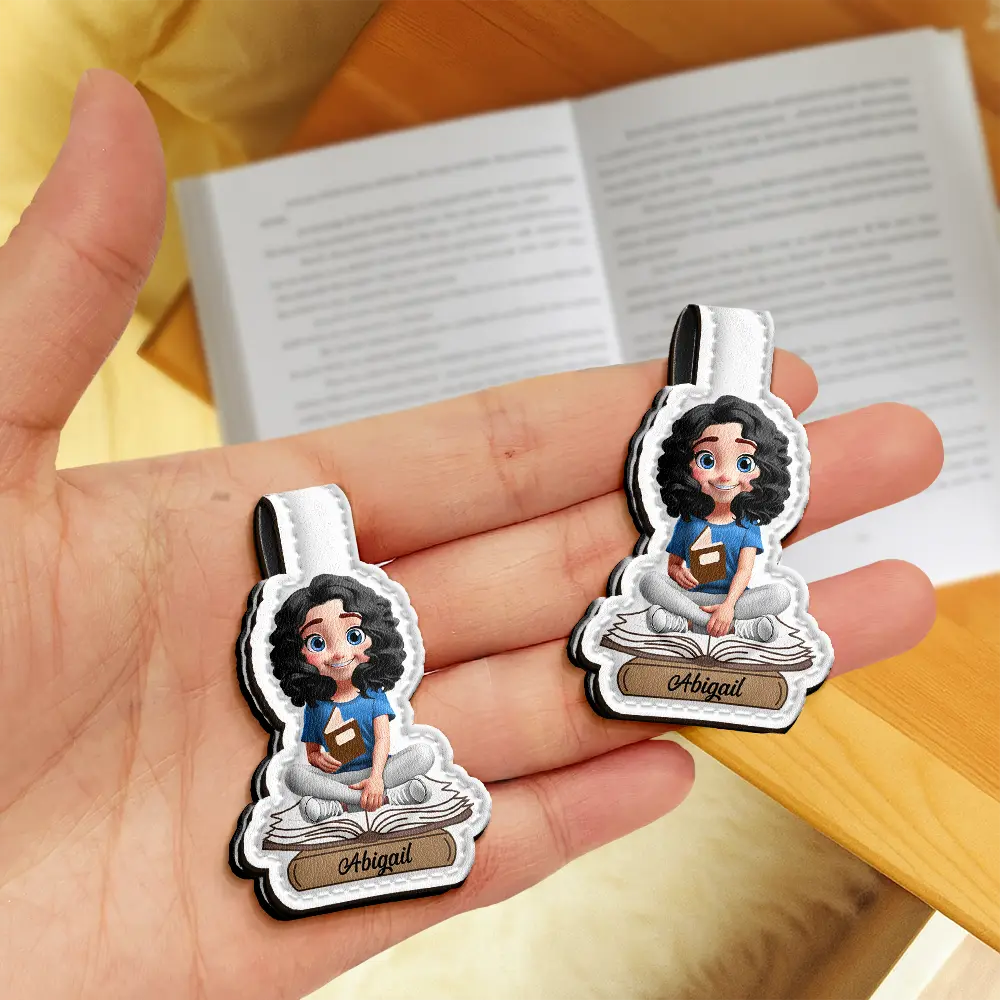 Gift For Yourself,Reading - 3D Effect Reading Woman Man Kid Family - Personalized Custom Shaped Leather Magnetic Bookmark