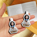 Gift For Yourself,Reading - 3D Effect Reading Woman Man Kid Family - Personalized Custom Shaped Leather Magnetic Bookmark