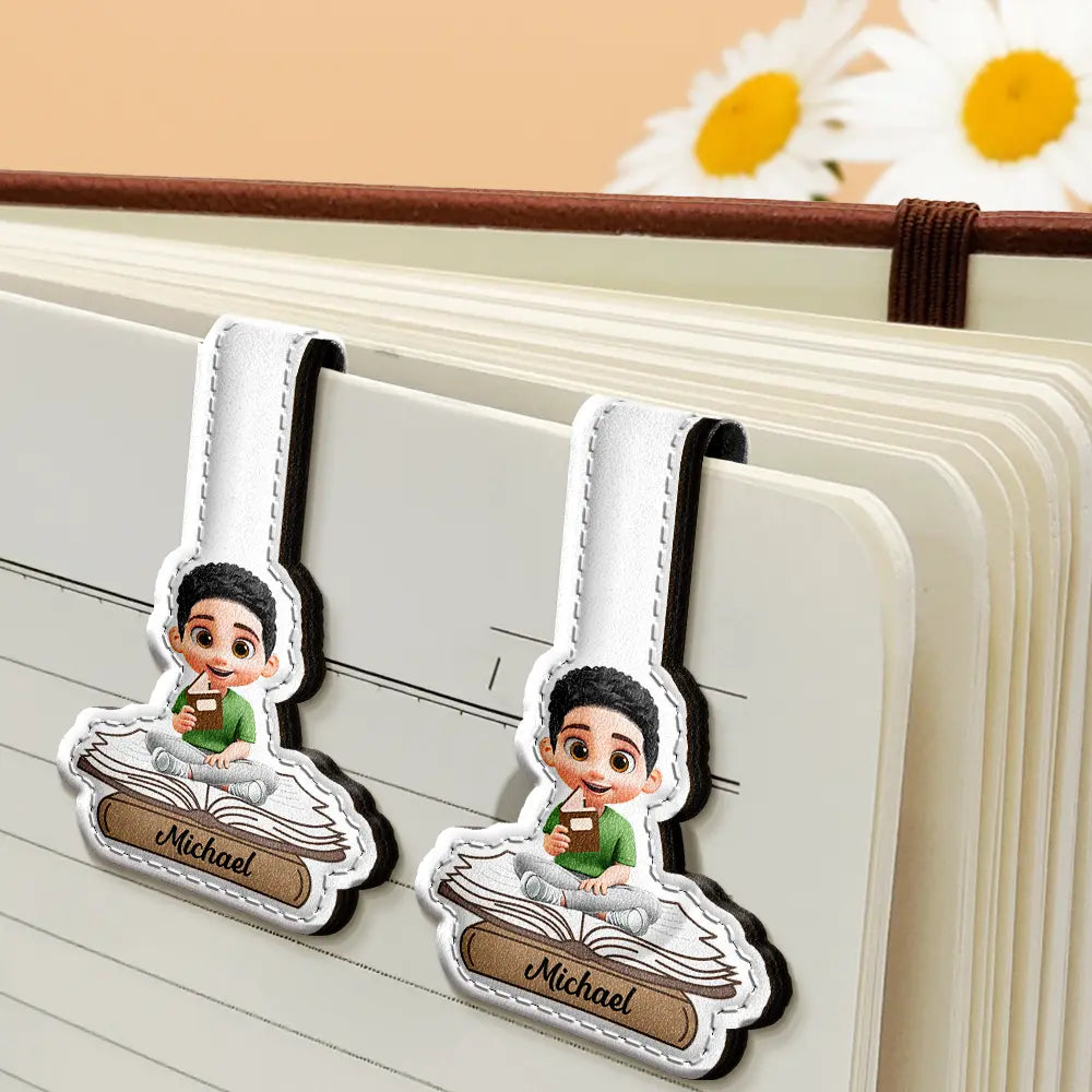 Gift For Yourself,Reading - 3D Effect Reading Woman Man Kid Family - Personalized Custom Shaped Leather Magnetic Bookmark