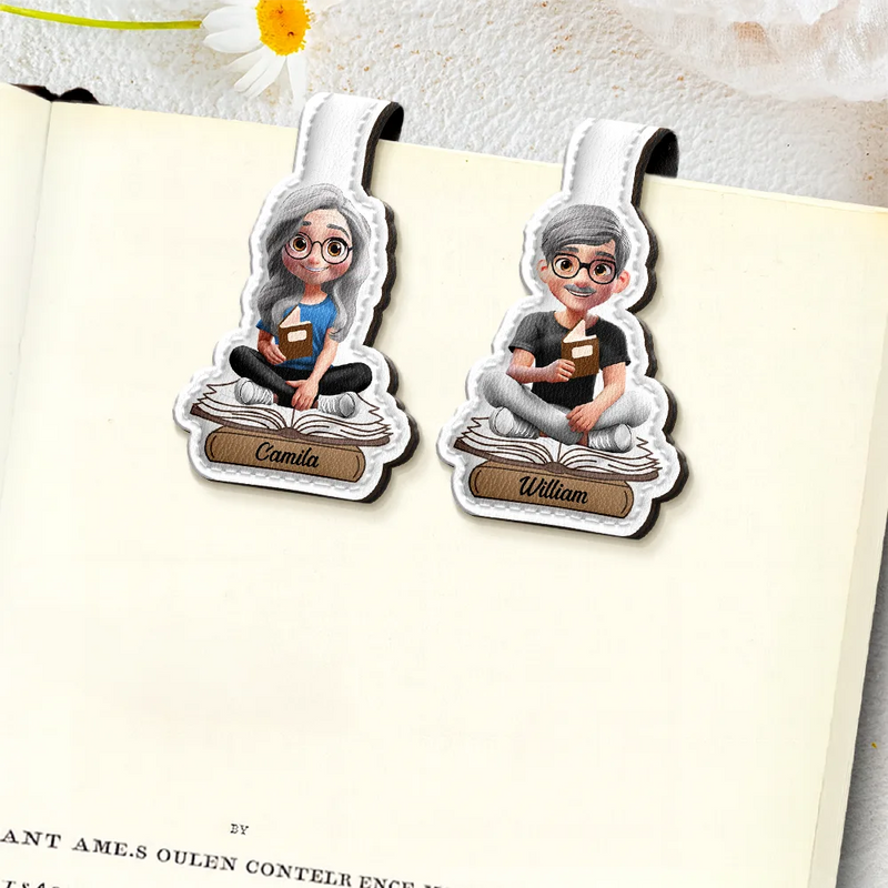 Gift For Yourself,Reading - 3D Effect Reading Woman Man Kid Family - Personalized Custom Shaped Leather Magnetic Bookmark