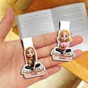 Gift For Yourself, Reading, Happy - 3D Effect Reading Woman Man Kid Family - Personalized Custom Shaped Magnetic Bookmark Clip