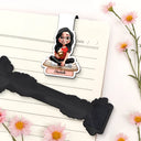 3D Effect Reading Woman Man Kid Family - Personalized Custom Shaped Magnetic Bookmark Clip