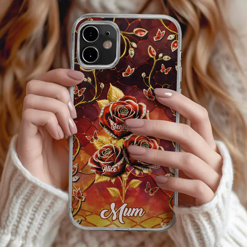 3D Effect Roses Mom’s Everlasting Love - Personalized Clear Phone Case