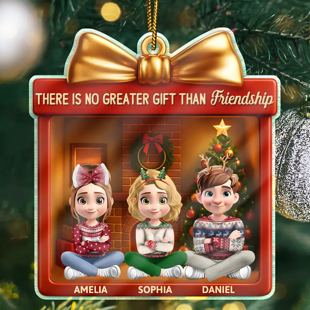 3D Effect Sitting There Is No Greater Gift Than Friendship - Personalized Custom Shaped Acrylic Ornament