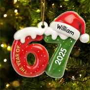 Funny, Gift For Kids, Gift For Grandkids, Christmas - 3D Effect Six Seven Funny Slang - Personalized Custom Shaped Acrylic Ornament