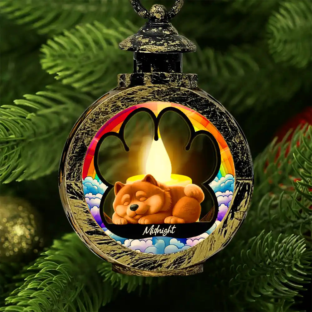 Pet Lovers,Pet Mom,Pet Dad,Dog Lovers,Dog Mom,Dog Dad,Christmas,Happy - 3D Effect Sleeping Dog - Personalized Candlelight Lantern Ornament