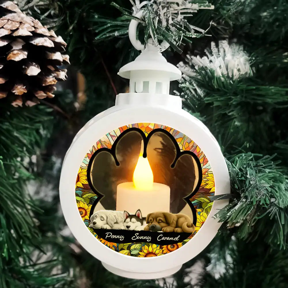 Pet Lovers,Pet Mom,Pet Dad,Dog Lovers,Dog Mom,Dog Dad,Christmas,Happy - 3D Effect Sleeping Dog - Personalized Candlelight Lantern Ornament