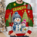 Gift For Grandma,Grandma,Grandkids,Gift For Grandkids,Happy,Christmas,Top Market - 3D Effect Snowman Grandma Nana & Grandkids - Personalized Unisex Ugly Sweater