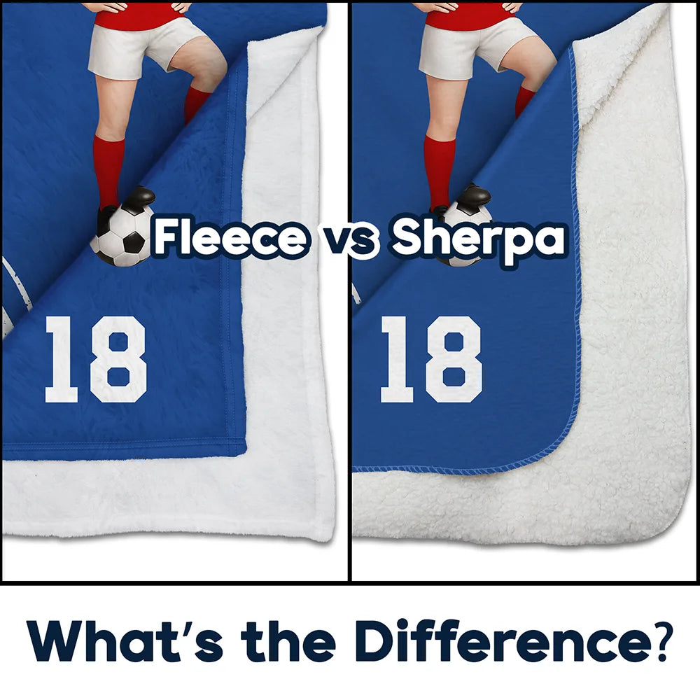 Gift For Yourself,Gift For Women,Gift For Men,Happy - 3D Effect Soccer Girl Boy - Personalized Fleece Blanket, Sherpa Blanket