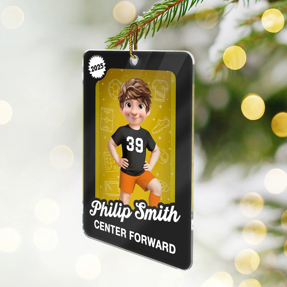 Gift For Yourself, Gift For Women, Gift For Men, Christmas, Happy - 3D Effect Soccer Player Toy Box - Personalized Custom Shaped Acrylic Ornament