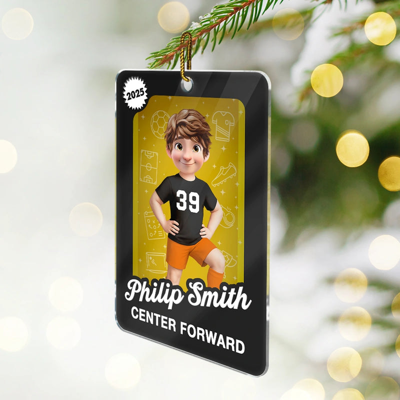 Gift For Yourself, Gift For Women, Gift For Men, Christmas, Happy - 3D Effect Soccer Player Toy Box - Personalized Custom Shaped Acrylic Ornament