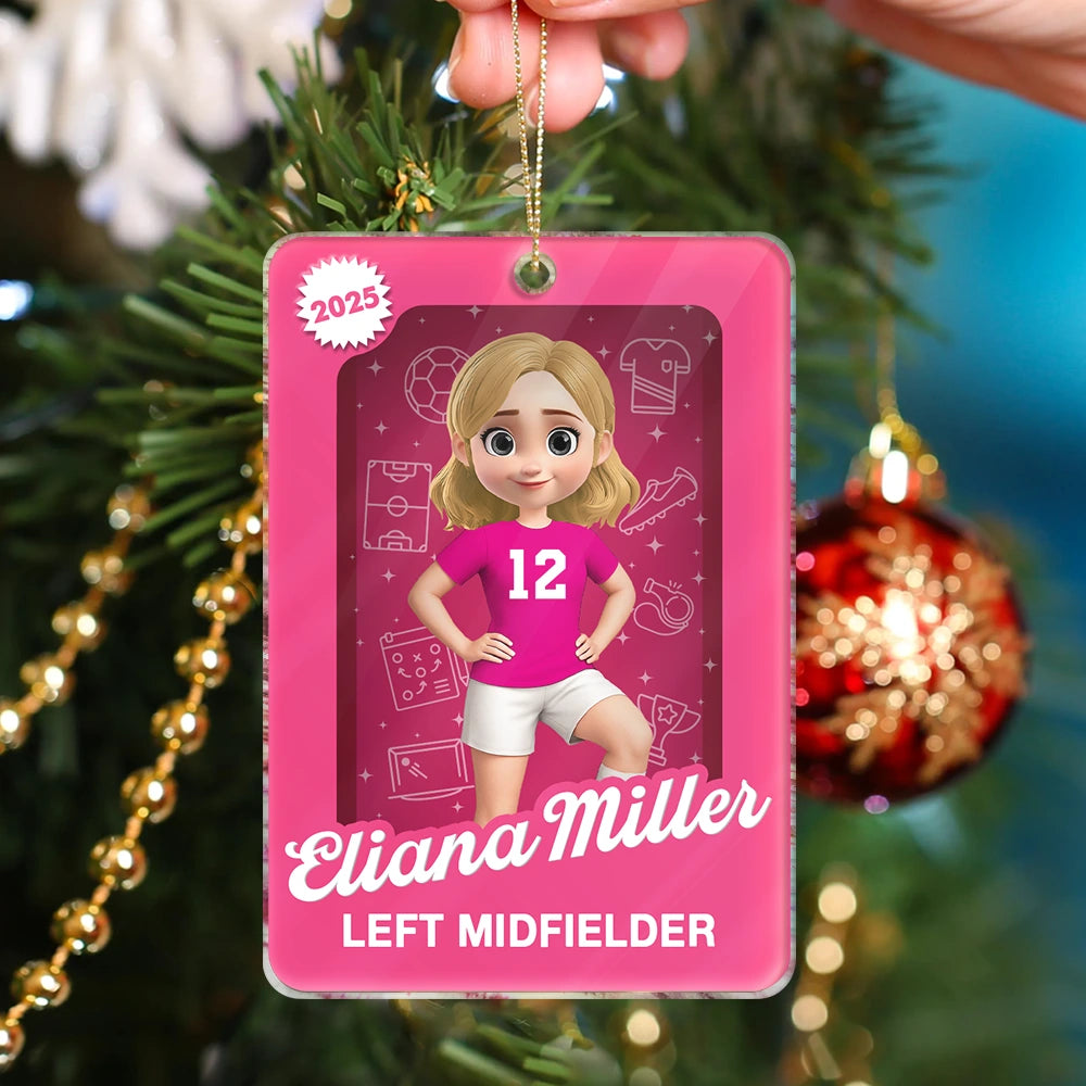 Gift For Yourself, Gift For Women, Gift For Men, Christmas, Happy - 3D Effect Soccer Player Toy Box - Personalized Custom Shaped Acrylic Ornament
