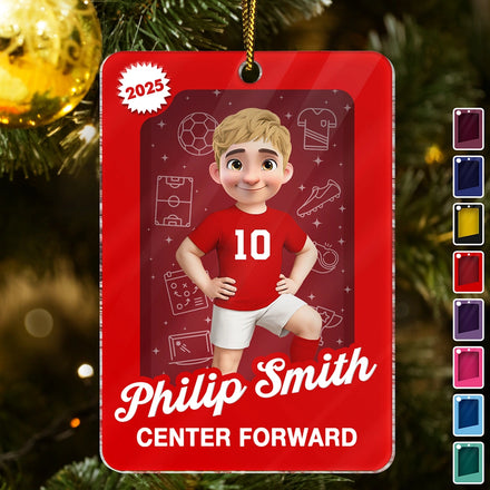 3D Effect Soccer Player Toy Box - Personalized Custom Shaped Acrylic Ornament