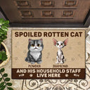 Pet Lovers,Pet Mom,Pet Dad,Cat Lovers,Cat Mom,Cat Dad,Happy,Top Market - 3D Effect Spoiled Rotten Cats Live Here - Personalized Doormat