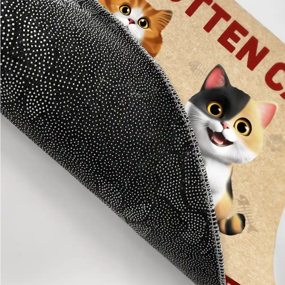 Pet Lovers,Pet Mom,Pet Dad,Cat Lovers,Cat Mom,Cat Dad,Happy,Top Market - 3D Effect Spoiled Rotten Cats Live Here - Personalized Doormat