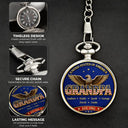 Gift For Father,Gift For Grandpa,Gift For Men,Independence Day,Happy - 3D Effect Stars & Stripes Dad Grandpa And Kids Names - Personalized Pocket Watch