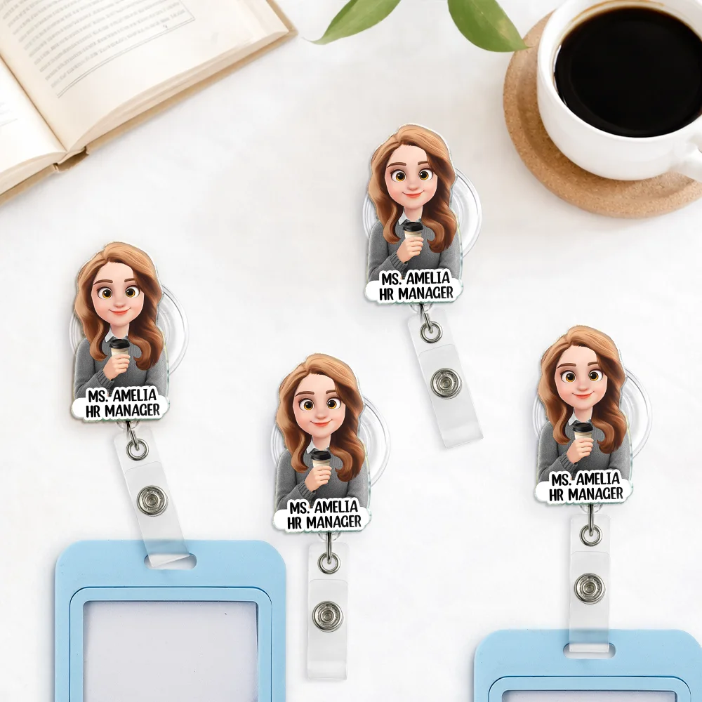 Top Market,Confident,Officer,Vector - 3D Effect Teacher Coworker Boss With Name - Personalized Badge Reel